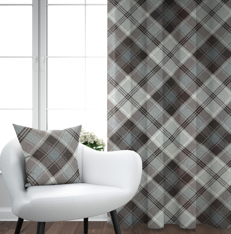 Ervi Gobelínový zatemňovací termo závěs - Tradiční šedý tartan
