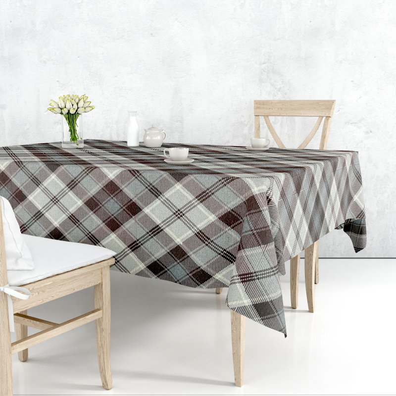 Ervi Gobelínový ubrus na stůl obdélníkový - Tradiční šedý tartan