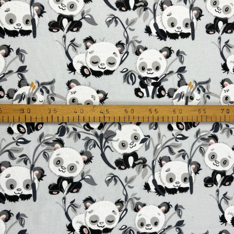 Ervi bavlna flanel š.240cm pandy na šedém - 26188-3, metráž