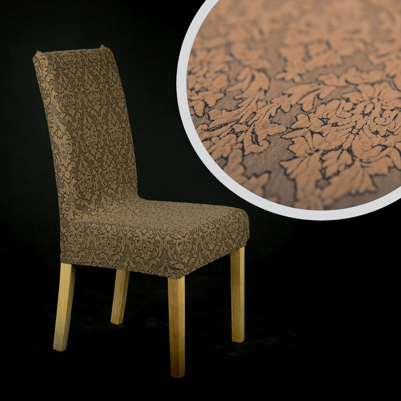 Napínací potah na židli s opěradlem Baroko - hnědý