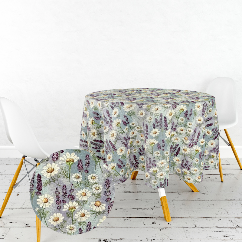 Ervi Gobelínový ubrus na stůl kulatý - Kouzlo levandule a heřmánku