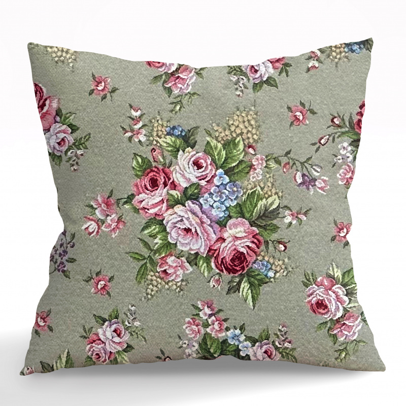 Ervi povlak na polštář Gobelínový - Letní rozkvet na šedohnědém