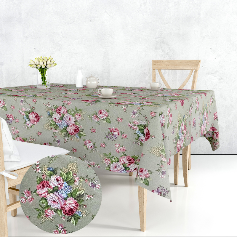 Ervi Gobelínový ubrus na stůl obdélníkový - Letní rozkvet na šedohnědém