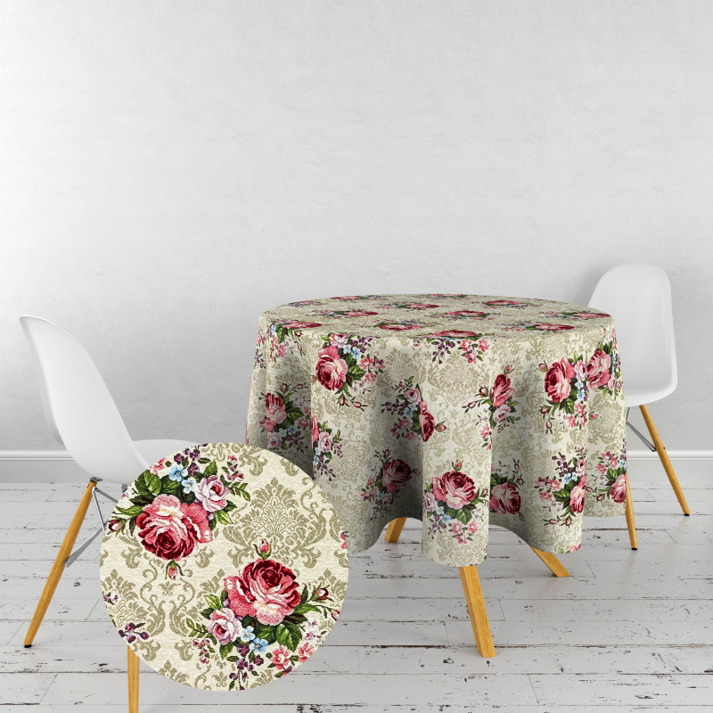 Ervi Gobelínový ubrus na stůl kulatý - Květinová symfonie
