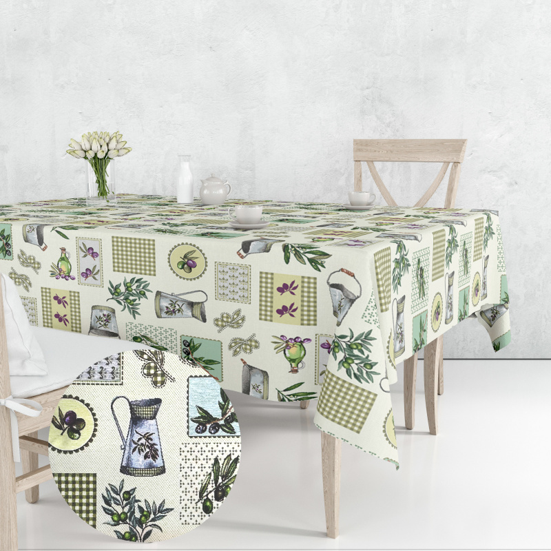 Ervi Gobelínový ubrus na stůl čtvercový - Provensálská olivka zelené