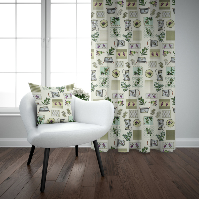 Ervi Gobelínový zatemňovací termo závěs - Provensálská olivka zelené