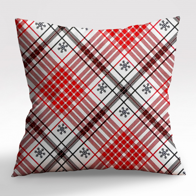 #Ervi povlak na polštář bavlněný - Sněhové vločky káro 2 - 30 x 50 cm