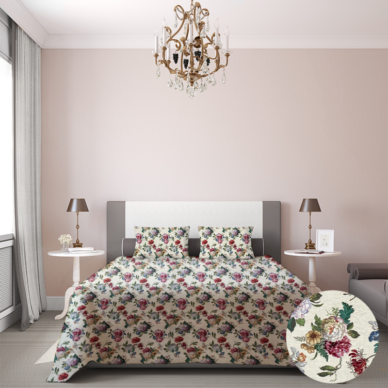 Ervi Gobelínový přehoz na postel jednolůžko/dvoulůžko - Ráj květin