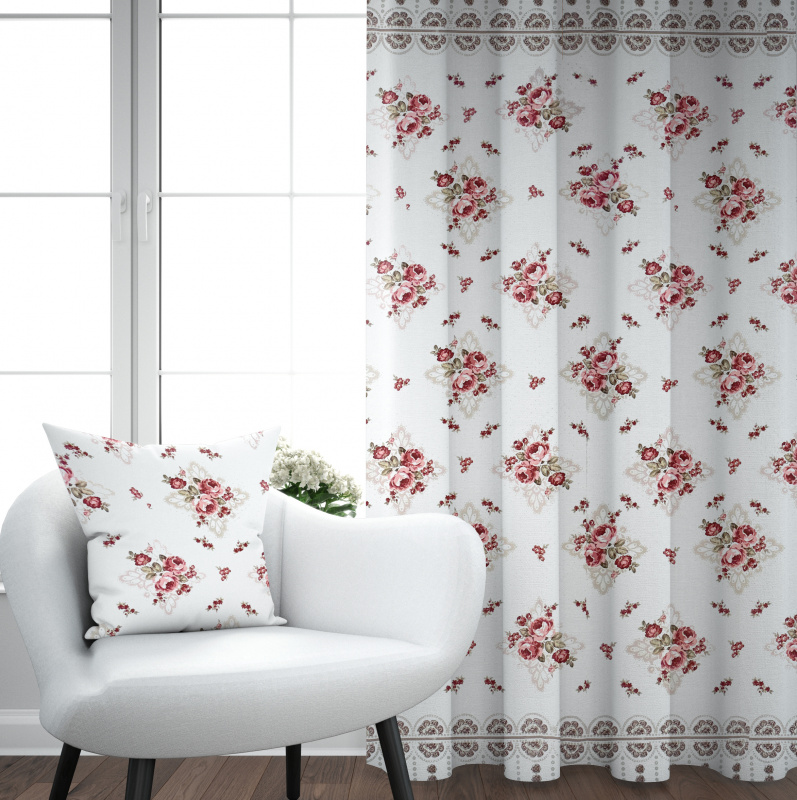 Ervi Bavlněný závěs - Růže a krajka