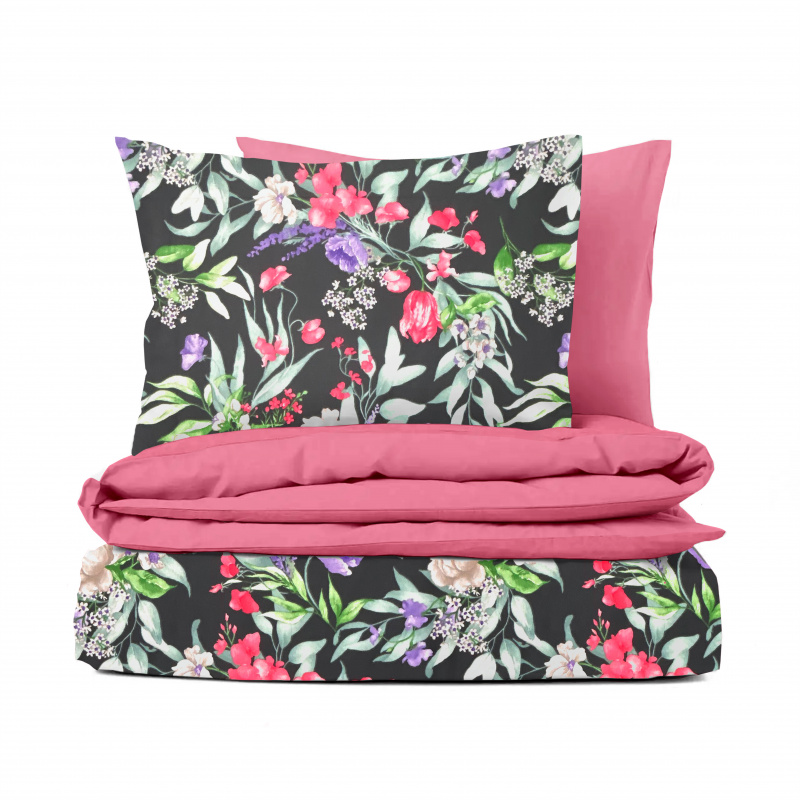 Ervi Bavlněné povlečení oboustranné - Květinová elegance 2/růžové