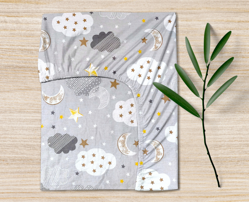#Ervi bavlněné napínací prostěradlo - hvězdy a mračky 180x200 cm