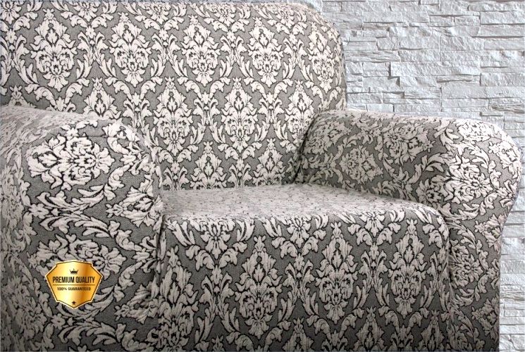 Napínací potah na křeslo Baroko- šedý