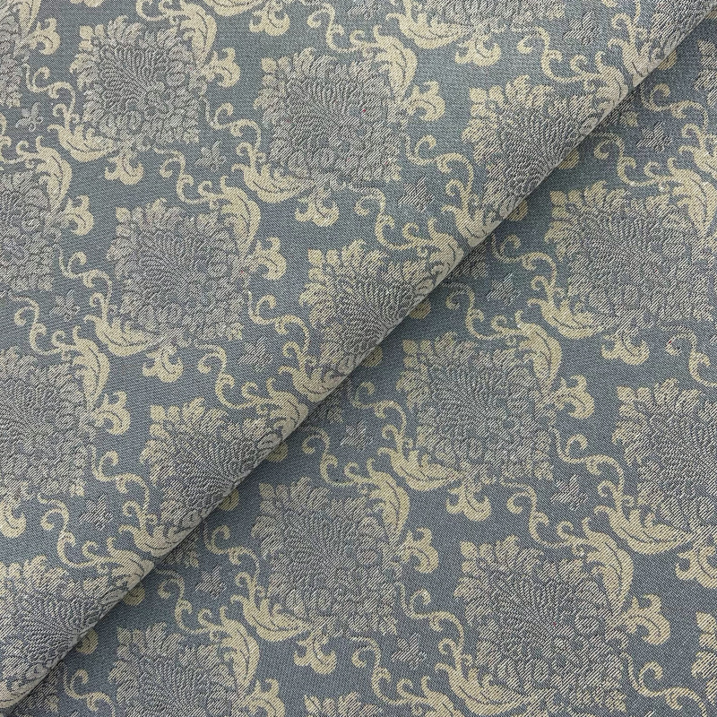 280cm Dekorační/potahová Gobelínová látka šířka - Barokní Sny na šedo-modrém