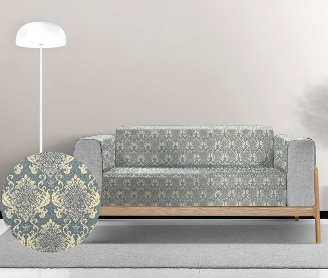 Ervi Gobelínový  přehoz na sedačku/postel - Barokní Sny na šedo-modrém