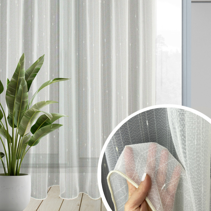 Ervi žakárová záclona s olůvkem smetanová - 5050, metráž