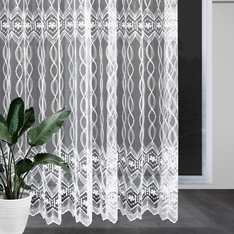 Ervi ﻿vyšívaná záclona bílá AL-84, metráž