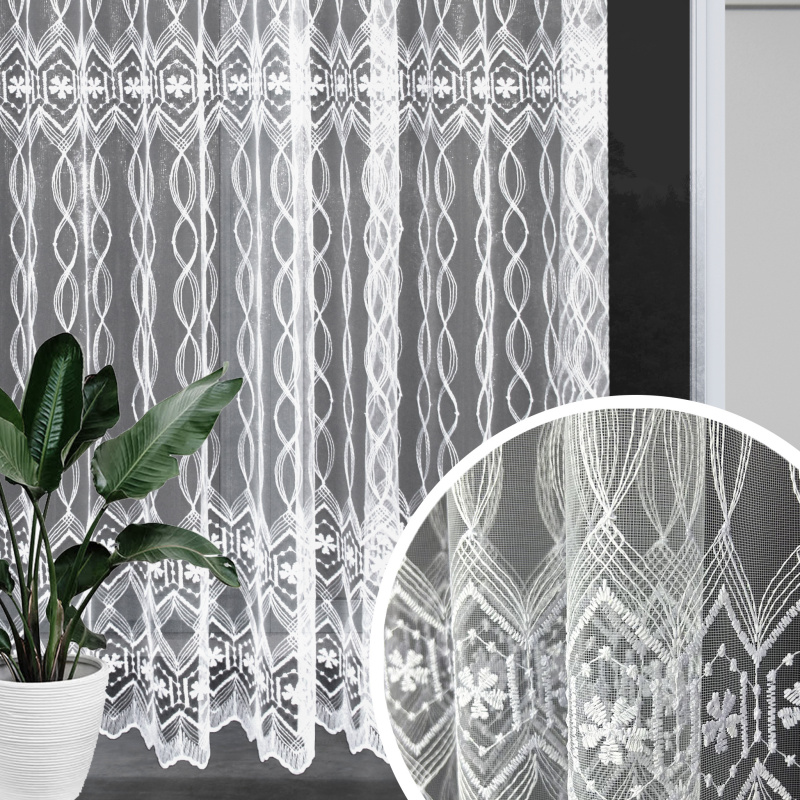 Ervi ﻿vyšívaná záclona bílá AL-84, metráž