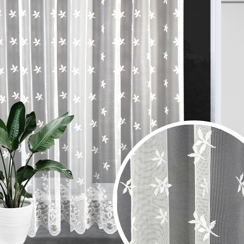 Ervi ﻿žakárová záclona bílá 7405, metráž