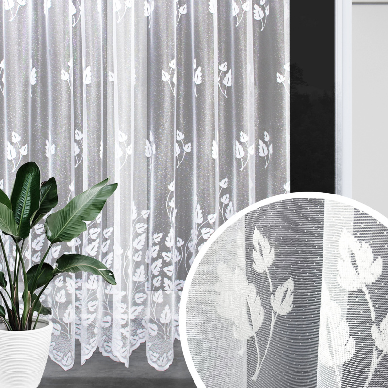 Ervi ﻿žakárová záclona bílá 7281, metráž