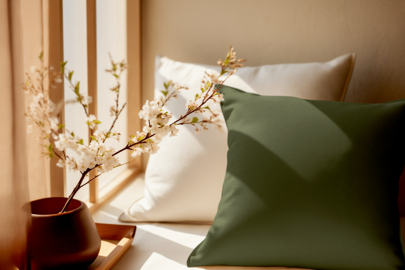 Ervi povlak na polštář Bavlněný - olivový