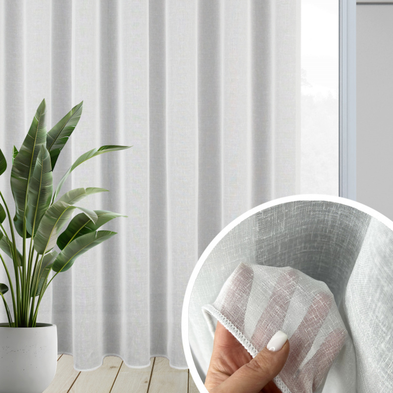 Ervi hotová záclona ve lněném vzhledu 20910 bílá s řasící páskou (různé velikosti)