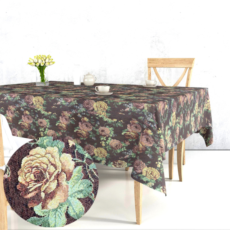 Ervi Gobelínový ubrus na stůl obdélníkový - Gold hnědý