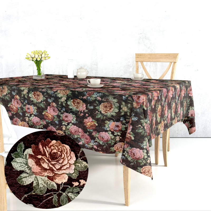 Ervi Gobelínový ubrus na stůl čtvercový - Gold černý