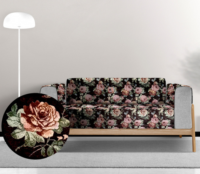 Ervi gobelínový  přehoz na sedačku/postel - Gold černý