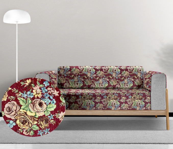 Ervi gobelínový  přehoz na sedačku/postel - Gold plus bordo