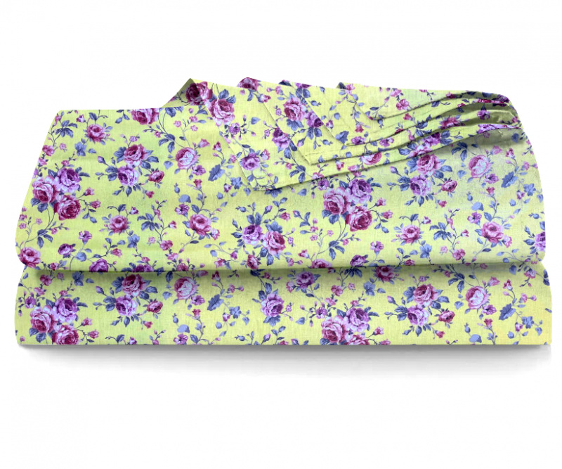 Ervi bavlněné prostěradlo Růžičky na žlutém