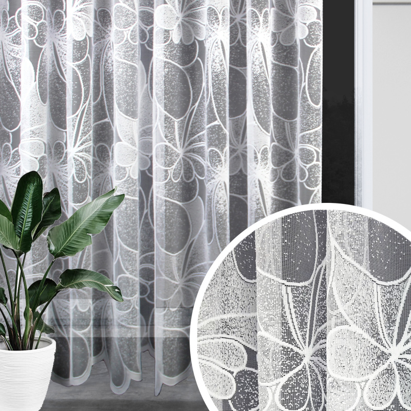 Ervi žakárová záclona bílá 7382, metráž