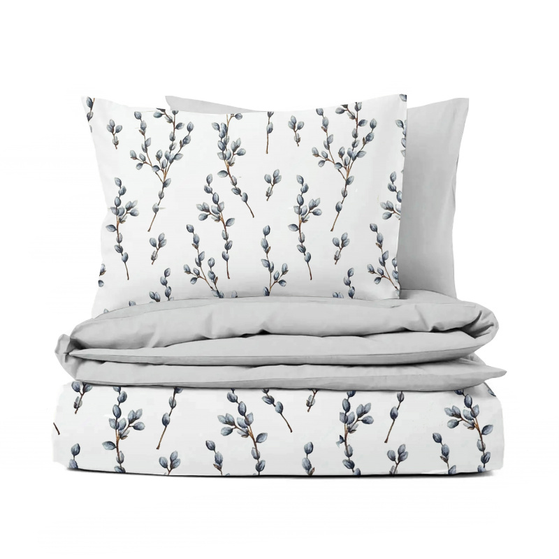 Ervi Bavlněné povlečení oboustranné - Kočičky - vrba/světle šedé