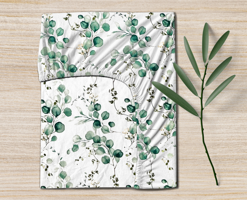 Ervi Bavlněné napínací prostěradlo - Eukalyptový dotek