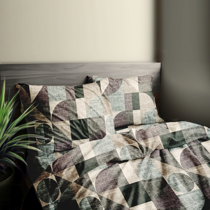 #Ervi FLANELOVÉ bavlněné povlečení - Abstrakce hnědá 140x200 cm