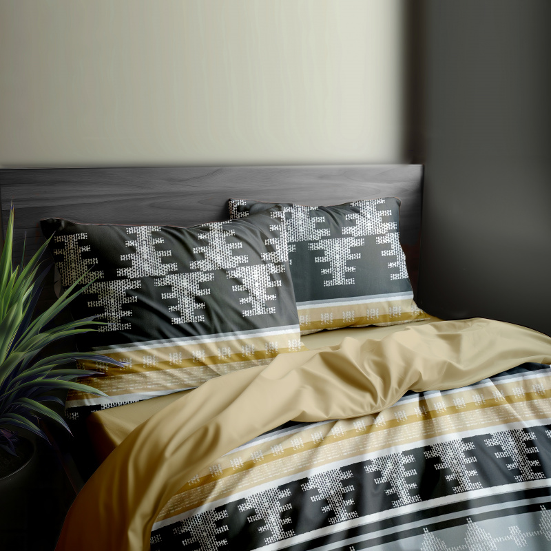 #Ervi bavlněné povlečení oboustranné - Nordic šedý/béžové 140x200 cm