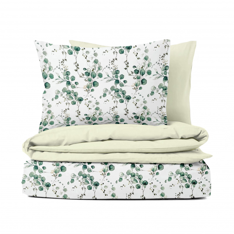 Ervi Bavlněné povlečení oboustranné - Eukalyptový dotek/bežové