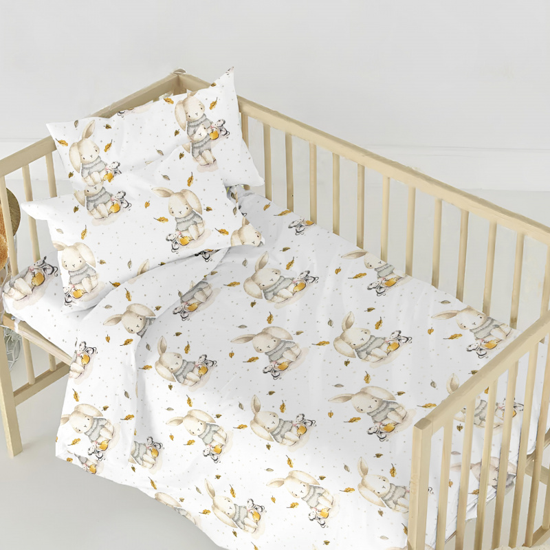 Ervi Bavlněné povlečení do postýlky - Zaječí pohádka