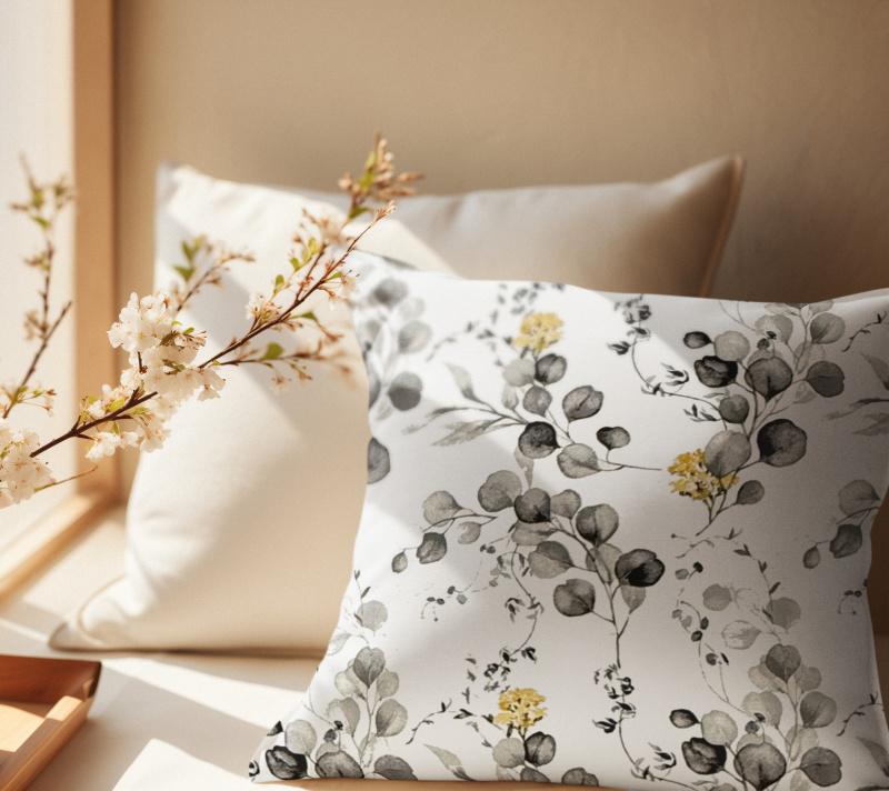 Ervi povlak na polštář Bavlněný - Eukalyptový dotek šedý