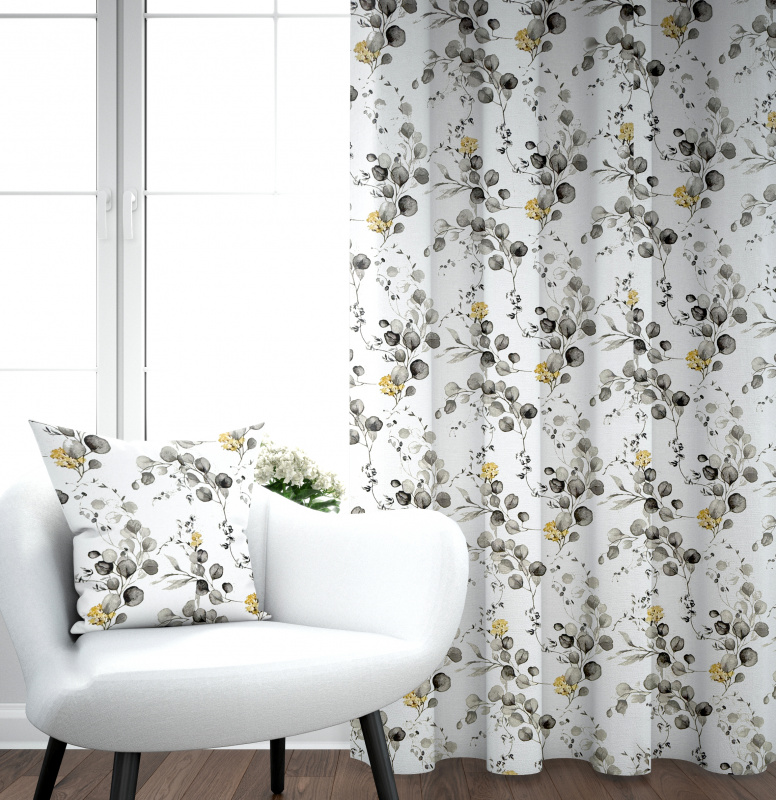 Ervi Bavlněný závěs - Eukalyptový dotek šedý