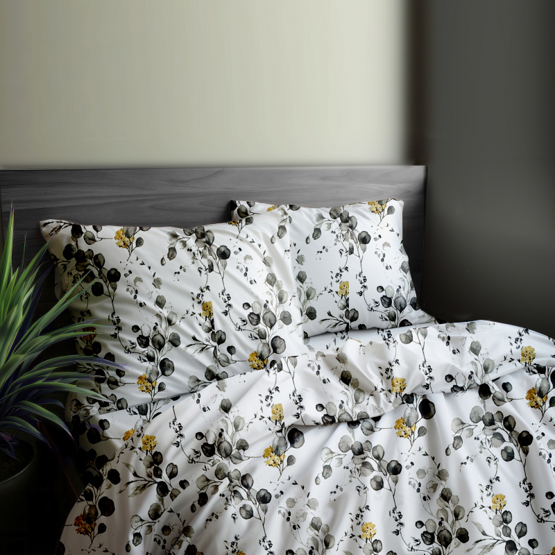 Ervi Bavlněné povlečení - Eukalyptový dotek šedý