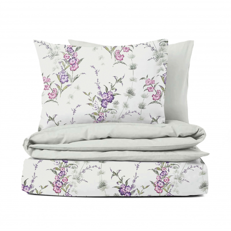 Ervi Bavlněné povlečení oboustranné - Pohádková louka fialová/bílé