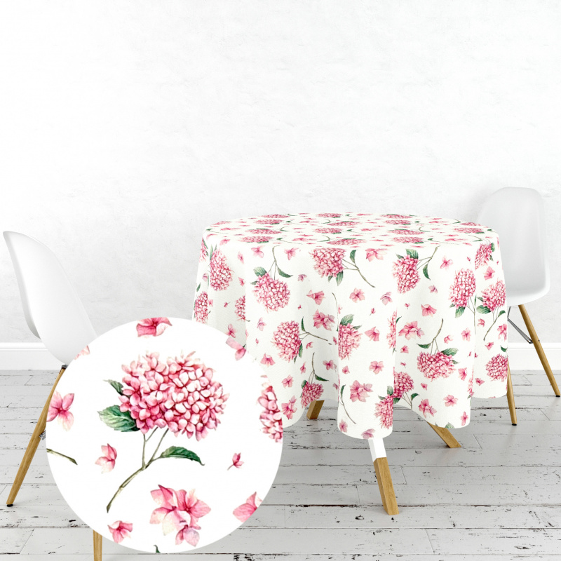 Ervi Teflonový ubrus na stůl kulatý Royal Lux - Letní hortenzia