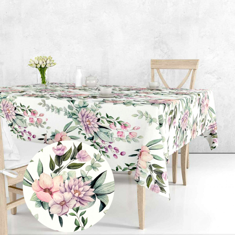 Ervi Teflonový ubrus na stůl čtvercový Royal Lux - Jarní akvarel