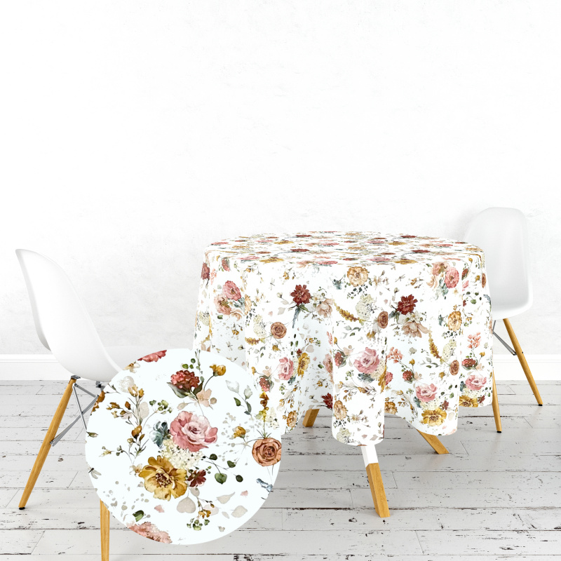Ervi Teflonový ubrus na stůl kulatý Royal Lux - Vůně rozkvetlé louky