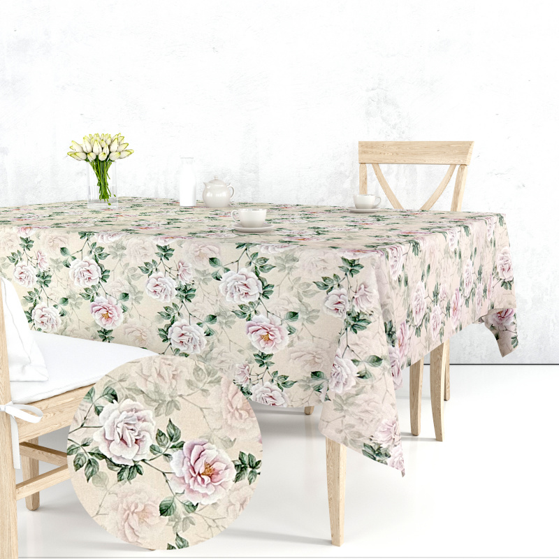 Ervi Teflonový ubrus na stůl čtvercový Royal Lux - Růžový sen