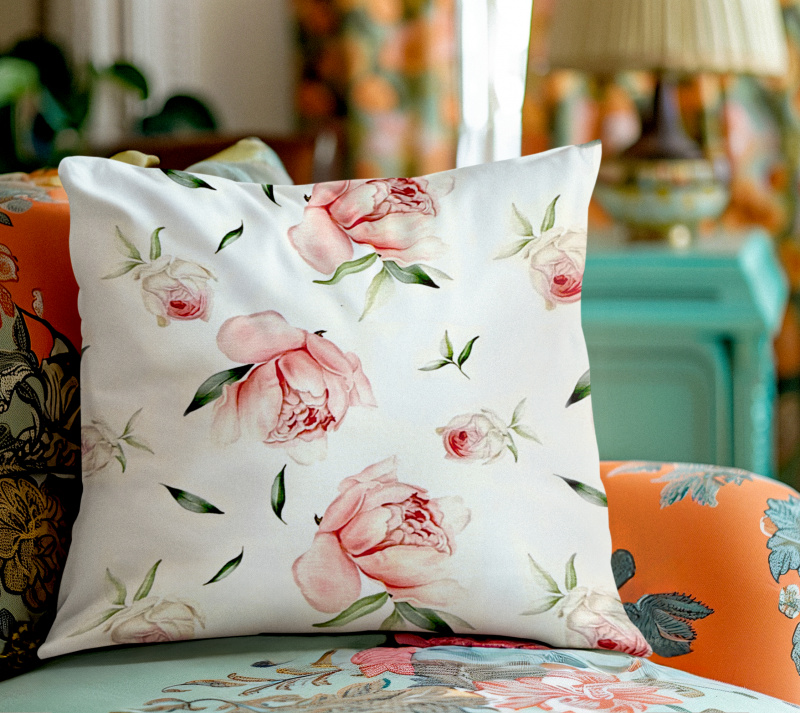 Ervi povlak na polštář dekorační Royal Lux - Romantické pivoňky