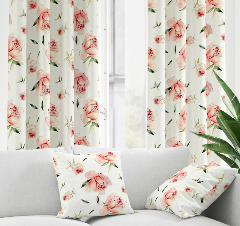 Ervi dekorační závěs Royal Lux - Romantické pivoňky