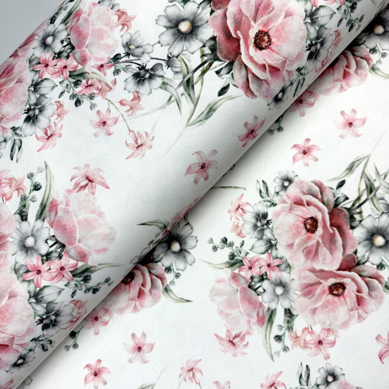 Ervi Teflonová látka Royal Lux š.180 cm - Růžová nostalgie, metráž