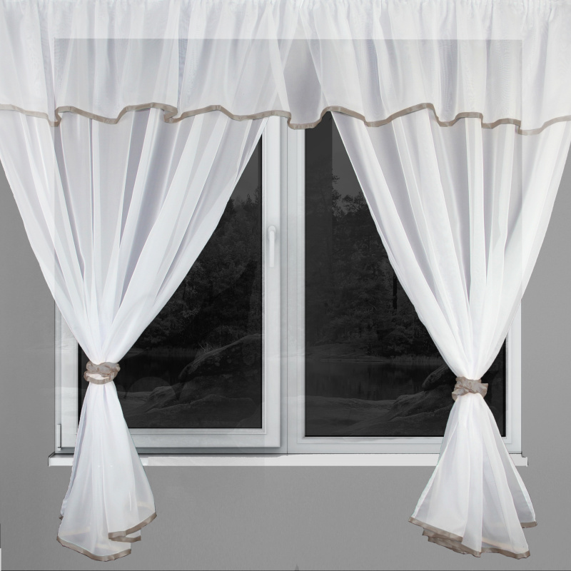 Ervi kusová hotová Voálová záclona Ella - hnědá