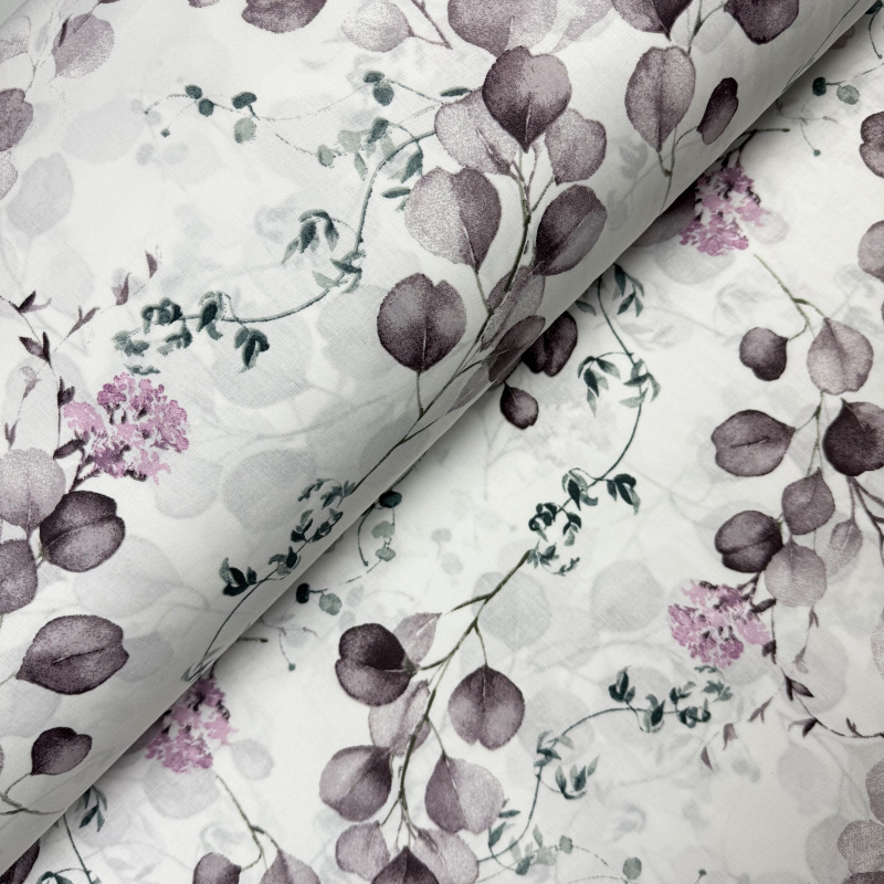 Ervi Bavlněná látka/plátno š.240cm - Eukalyptový dotek fialovo - hnědý - 27606-6, metráž